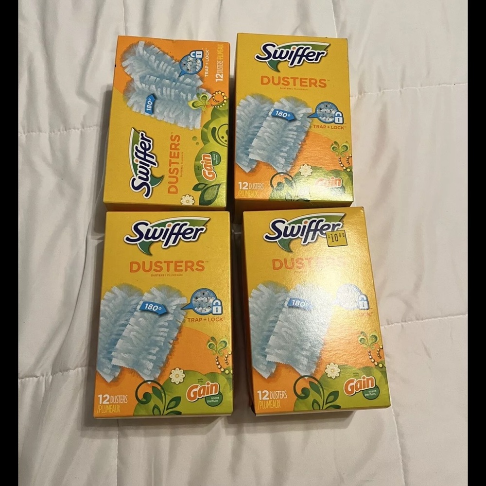 4X12PK Swiffer Dusters, Ceiling Fan Duster Multi Surface Refills with Gain Scent